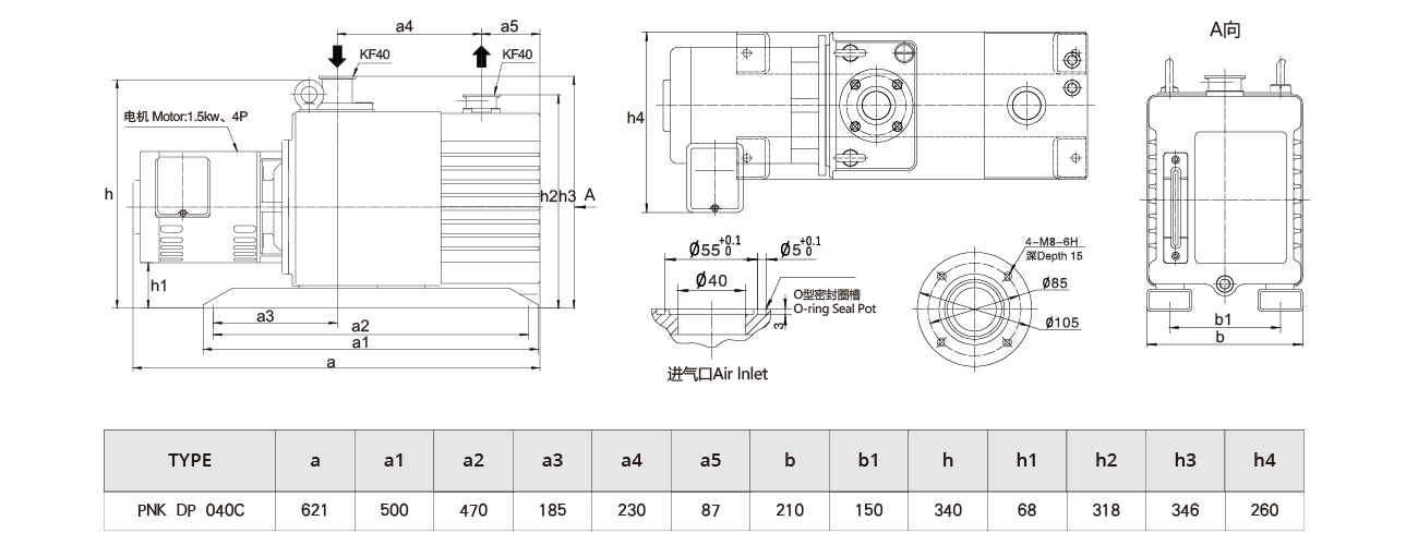 PNK DP 040C雙級旋(xuán)片真空泵 PNK DP 040C雙級旋片真空泵