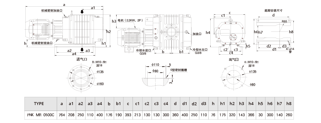 PNK MR 0500C羅茨真空泵 PNK MR 0500C羅茨真空泵
